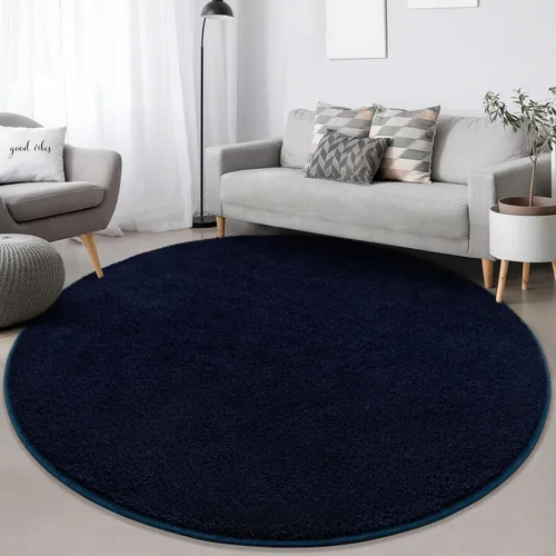Miniatura 8 de FlyDOIT Alfombras redondas para dormitorio, sala de estar, 4 x 4, color azul marino, súper suaves, cómodas, gruesas de espuma viscoelástica