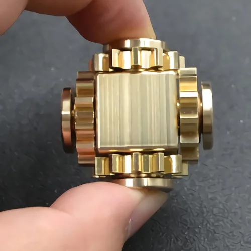 Miniatura 3 de Cubo de latón puro para personas inquietas, spinner de metal, engranes, juguete de mano, para armar usted mismo, EDC, enfoque, meditación, romper
