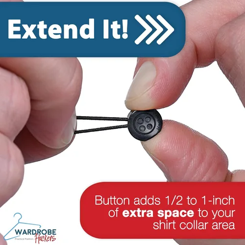 Miniatura 3 de Wardrobe Hackers Collar Extenders for Mens Shirts (Soft Elastic) Tight Neck Collar Relief - Expander Buttons for Dress Shirts