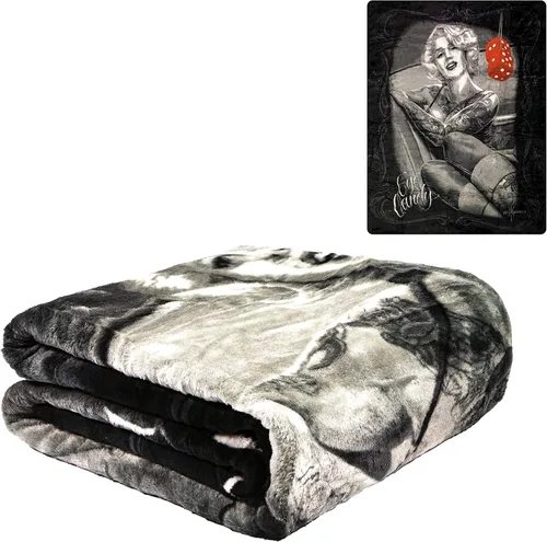 JPI Manta de felpa – Eye Candy – Cama Queen de 79 x 95 pulgadas – Manta de piel sintética edición especial para camas, sofá, picnic, camping