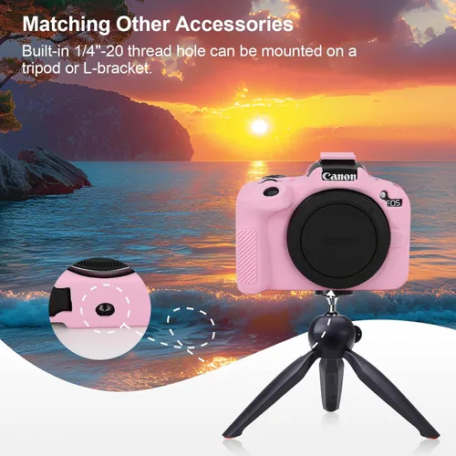 Miniatura 6 de VOVMOEYA Compatible con Canon EOS R50 - Kit de accesorios para funda de cámara [con 2 películas LCD templadas], funda protectora de silicona EOS R50