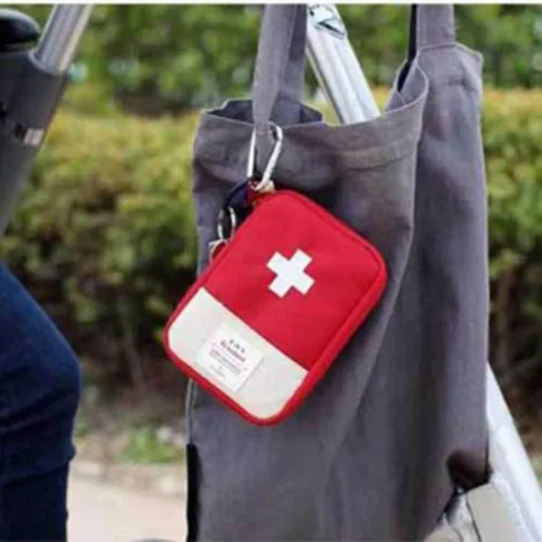 Miniatura 8 de Paquete de 2 mini botiquines de primeros auxilios, bolsa vacía de primeros auxilios, bolsa médica portátil para automóvil, ciclismo, maratón