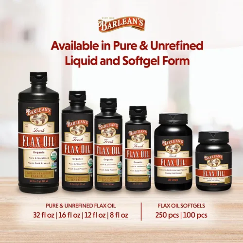 Miniatura 7 de Barlean's Suplemento líquido de aceite de linaza orgánico, prensado en frío, 7,640 mg de ALA Omega-3 por cucharada, vegano y sin gluten, 32 onzas