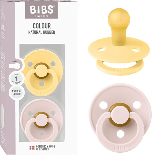 Miniatura 87 de BIBS - Paquete de 2 chupetes Bibs Colour, calmante, libre de bisfenol A, punta redonda, látex de goma natural Noche de vainilla