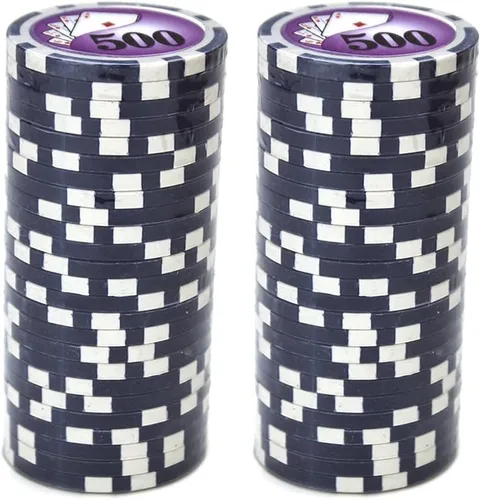 Miniatura 2 de Brybelly Yin Yang Poker Chip - Compuesto de arcilla pesada de 0.49 oz, paquete de 50 Morado ($500 Purple)