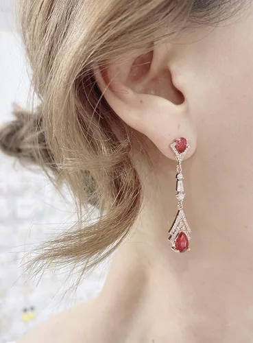 Miniatura 5 de Cconcept8 - Aretes largos hipoalergénicos y sin Nikel con zircornia, poste de plata de ley 925 para wamen