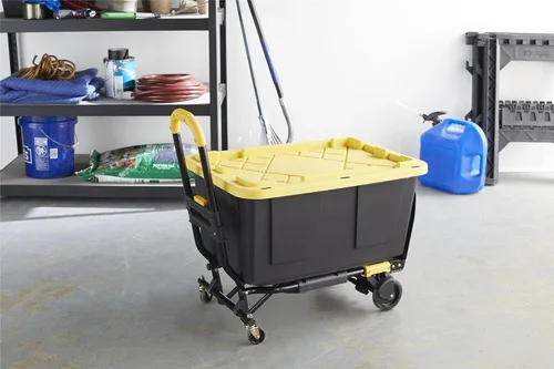 Miniatura 2 de COSCO 12225YGB1E Camión de mano plegable 2 en 1, capacidad de 300 libras, multiposición con mango extensible, negro/amarillo