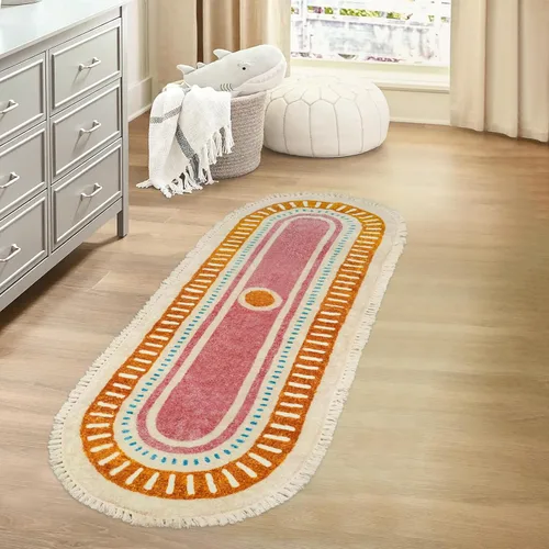 Miniatura 11 de Lukinbox Alfombra bohemia para sala de estar, 3 x 5 pies, lavable a máquina, alfombra de dormitorio, súper suave, antideslizante, color naranja