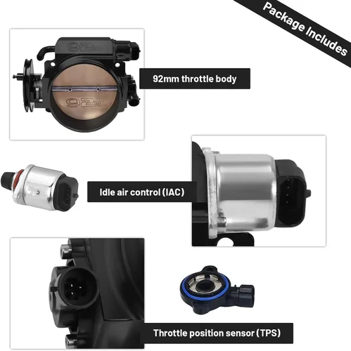 Miniatura 4 de Ensamble de cuerpo de acelerador de 92 mm de Endxedo Compatible con motor LS LS1 LS3 LS6 LSX de 4 pernos de aluminio negro