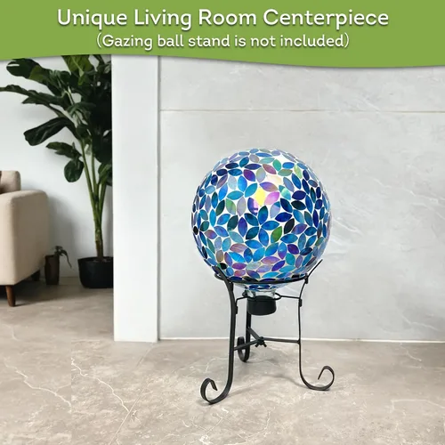 Miniatura 5 de Lily's Home Colorida bola de vidrio de mosaico, diseñada con un impresionante patrón de mosaico holográfico de pétalos para traer color a cualquier