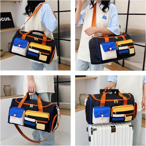 Miniatura 116 de Pequeña bolsa de gimnasio para mujer, bolsa de viaje con compartimento para zapatos