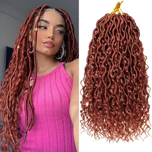 Miniatura 30 de Extensiones de cabello sintético de ganchillo de 24 pulgadas con extremos rizados, extensiones de cabello sintético con extremos rizados, trenzas