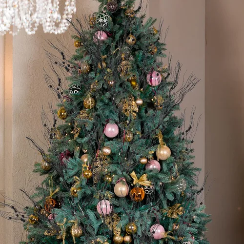 Miniatura 3 de Sggvecsy Paquete de 20 adornos artificiales de tallo de bayas con purpurina de 17 pulgadas, púas de Navidad falsas con purpurina decorativas