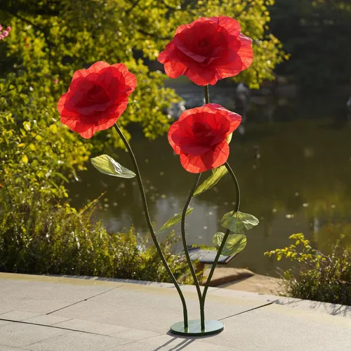 Miniatura 10 de Rosas negras de gran tamaño, flores artificiales gigantes para decoración con soporte, escultura de rosa de papel grande para bodas, fiestas