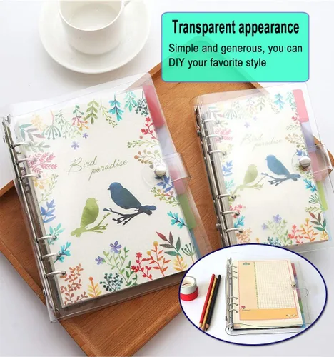 Miniatura 7 de Funda de PVC suave transparente A5 para cuaderno y 10 bolsas de hojas sueltas A5, cubierta de hojas sueltas, cubierta de carpeta personal de hojas