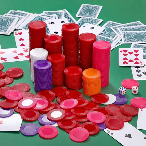 Miniatura 4 de Leitee Juego de fichas de póquer de plástico de 1.496 pulgadas, juego de fichas de póquer ligeras, fichas de bingo, casino en blanco, conteo a Rojo