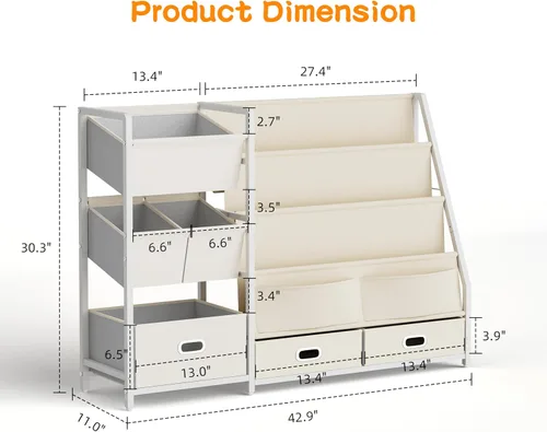 Miniatura 2 de HAVLOTII Estantería para niños y almacenamiento de juguetes, estante para libros para habitaciones de niños, estantería para bebés para guardería