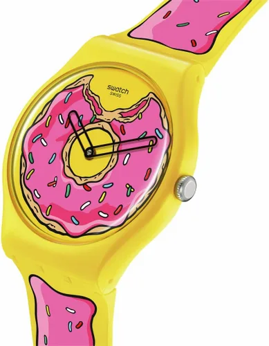 Miniatura 3 de Swatch Reloj casual de donas de los Simpsons Seconds of Sweetness, Amarillo, Los Simpson