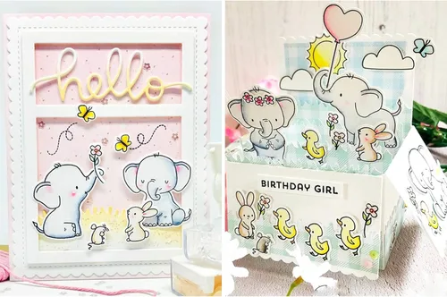 Miniatura 4 de Troqueles con sello de elefante de amigos con sello de elefante, troqueles de corte en relieve, plantilla 3D, troqueles de corte de metal