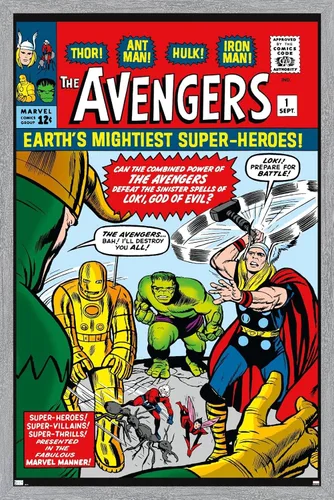 Miniatura 16 de Trends International Marvel Comics Avengers #1 - Póster de pared, 34 pulgadas de largo x 22.4 pulgadas, versión enmarcada en madera de granero