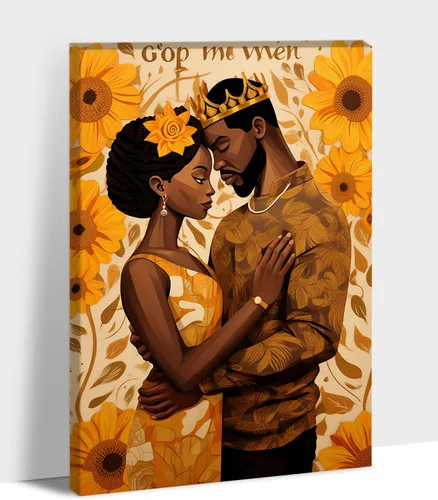 Miniatura 11 de Arte de pared afroamericano, decoración de rey y reina bailarín negro para sala de estar, arte de pareja de amor negro para dormitorio, lienzo