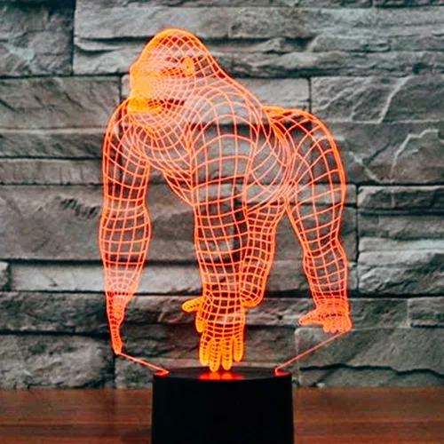 Lámpara de noche 3D con diseño de mono Gorrila con luz nocturna de 7 colores cambiantes, interruptor táctil, lámpara de mesa, decoración de
