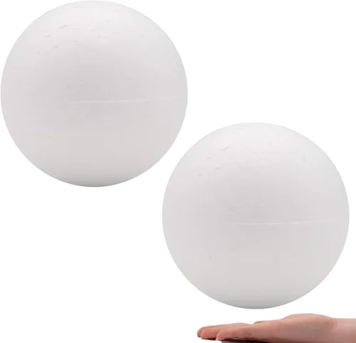 Crafare Paquete de 2 bolas de espuma grandes de 8 pulgadas, color blanco, lisas, para bodas, vacaciones, Navidad, manualidades y proyectos