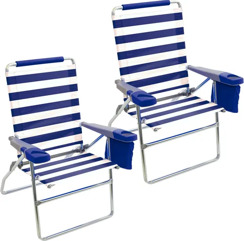 Miniatura 10 de Rio Brands Silla plegable de 4 posiciones de altura extendida de 17 pulgadas, para playa, campamento, césped, turquesa