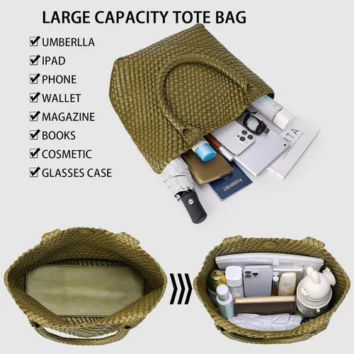 Miniatura 5 de Bolso de hombro tejido para mujer, asa superior de moda, piel vegana suave