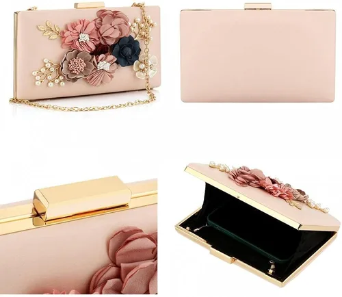 Miniatura 3 de Bolsos y bolsos de cuero sintético para mujer con cuentas florales elegante para banquete boda noche bolso cruzado