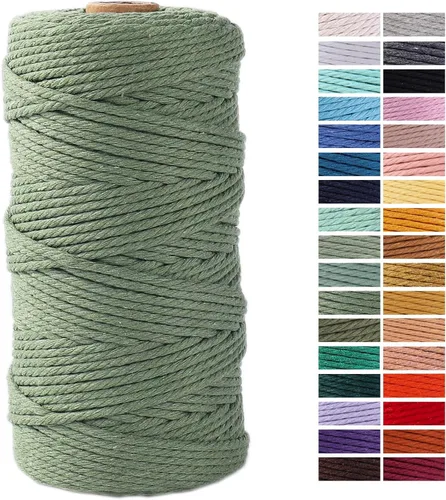 Miniatura 37 de Cuerda de Macramé Gris Claro 3mm x 109 Yardas, Cuerda de Algodón de Colores Cuerda para Manualidades Cuerda de Algodón Colorida para Colgar