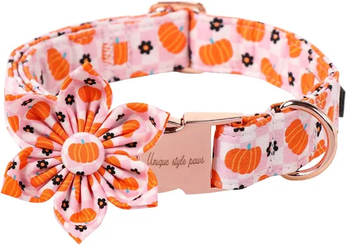 Miniatura 12 de Unique style paws Collar de perro con flor, collar de perro ajustable, patrón de flores, collar duradero para mascotas para perros pequeños, Flor
