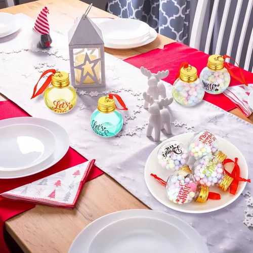 Miniatura 4 de Dingion 12 piezas de adornos de bola de alcohol de Navidad, adornos de árbol de Navidad, bolas de bebida de Navidad, bolas de bebida festivas