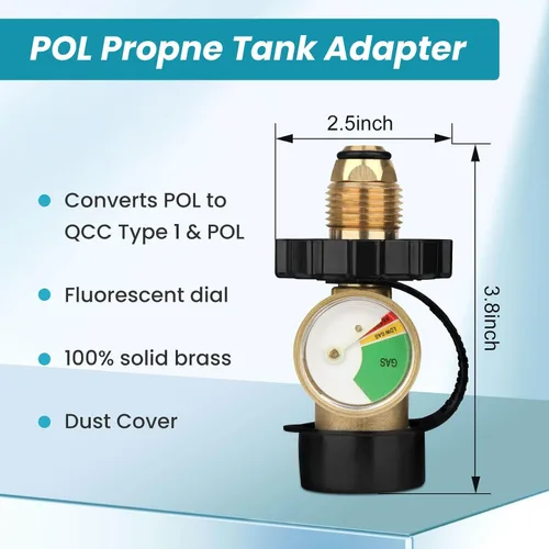 Miniatura 7 de Adaptador de Tanque de Propano de 100 lb, Medidor de Propano para Tanque de Propano de 100 lb, Adaptador de Tanque de Propano Pol a Qcc1 de Ajuste