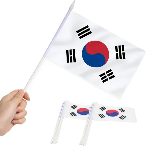 Miniatura 29 de Anley Mini bandera de El Salvador, paquete de 12 unidades, banderas salvadoreñas pequeñas en miniatura de mano en barra, resistentes a