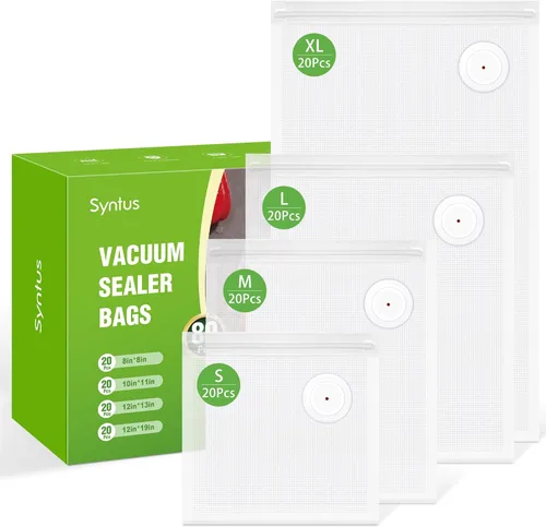 Miniatura 12 de Syntus Bolsas selladoras al vacío para alimentos, 10 unidades de tamaño mediano de 10 x 13.8 pulgadas, bolsas de almacenamiento de alimentos