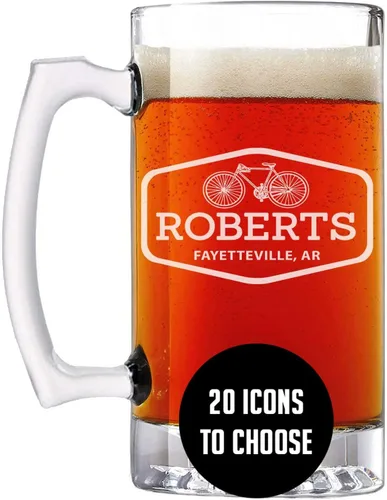 Miniatura 20 de Taza de cerveza de vidrio con monograma grabado personalizado, 34 onzas, Día del Padre, monograma, nombre personalizado, regalos de cerveza Claro