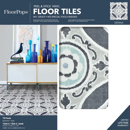 Miniatura 2 de FloorPops FP2484 Sienna Azulejos de suelo adhesivos, color gris