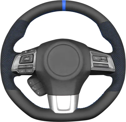 Miniatura 23 de MEWANT Funda de volante de automóvil transpirable cosida a mano para Subaru WRX 2015-2021 / WRX STI 2015-2021, accesorios para volante Subaru WRX