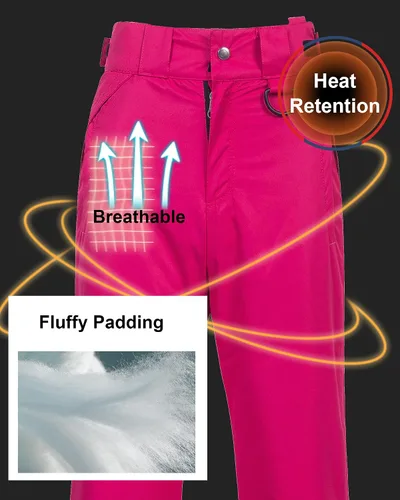 Miniatura 4 de CREATMO US Pantalones de nieve para mujer, baberos de esquí, impermeables, aislados, invierno y snowboard