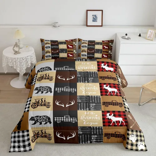 Miniatura 31 de Erosebridal Juego de edredón de hojas bohemias, juego de edredón de hojas exóticas para adultos, juego de ropa de cama rústica tamaño individual