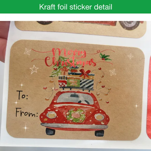 Miniatura 4 de party funny 80 etiquetas adhesivas de papel de estraza de papel de aluminio, 8 diseños gigantes, etiquetas de nombre de Navidad para escribir