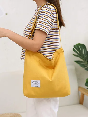 Miniatura 49 de Covelin - Bolsa de hombro informal de lona para mujer, estilo bohemio y retro, bolsa de mano, bolso cruzado, tamaño grande