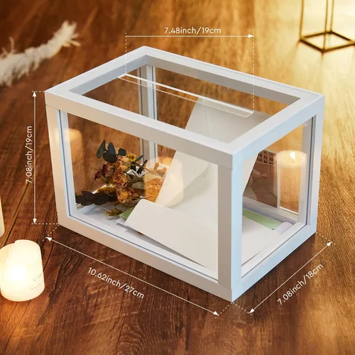 Miniatura 3 de AW BRIDAL Caja de tarjetas de boda de acrílico para recepción, 10.5 x 7 x 7 pulgadas, caja de regalo de vidrio transparente para cumpleaños, fiesta