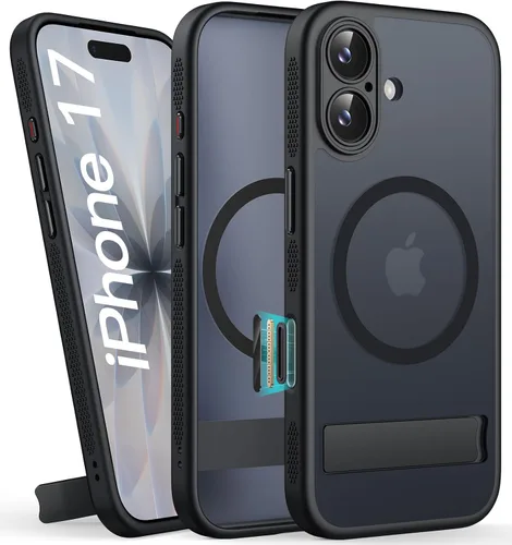 Miniatura 28 de BXYJY Funda magnética para iPhone Air con soporte, compatible con MagSafe, botón de control de cámara, protección completa de la lente, caída