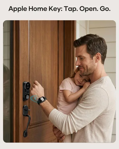 Miniatura 3 de SMONET Smart Lock AH1, cerradura de puerta de entrada sin llave con llave Apple Home, cerradura WiFi para puerta delantera, teclado de pantalla