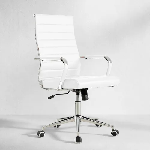 Miniatura 9 de Silla de escritorio de oficina blanca Okeysen, sillas de cuero ergonómicas modernas para sala de conferencias, silla giratoria ejecutiva de altura
