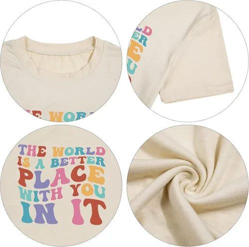 Miniatura 5 de Camisetas con texto en inglés The World is A Better Place with You in It (El mundo es un lugar mejor contigo in it), camiseta inspiradora