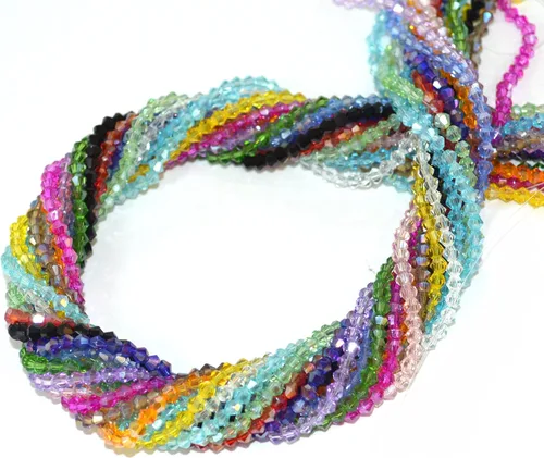 Cuentas de cristal bicono de 0.118 pulgadas (0.118 in) Briolette Rondelle para hacer joyas, cuentas espaciadoras facetadas de 15 colores surtidos