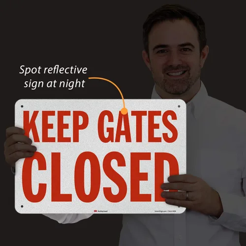Miniatura 2 de Letrero con texto en inglés "Keep Gates Closed" de SmartSign 12 x 18 pulgadas, aluminio reflectante de grado de ingeniero 3M